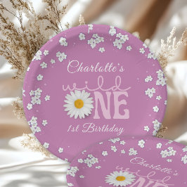 Prato De Papel Purple Daisy Wild One 1st Birthday 