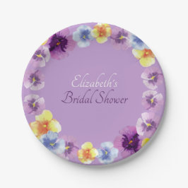 Prato De Papel Purple Pansies Garden Party Boho Bridal Shower