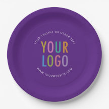 Purple Round Paper Plates Business Logo Printed