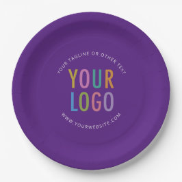 Prato De Papel Purple Round Paper Plates Business Logo Printed