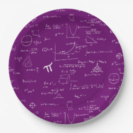Prato De Papel Purple White Math Equations Graphics Graduation