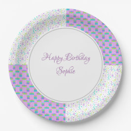 Prato De Papel Púrpura Aniversário Personalizado