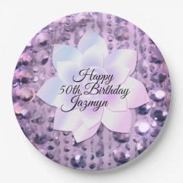 Prato De Papel Púrpura e rosa elegante e com sombra