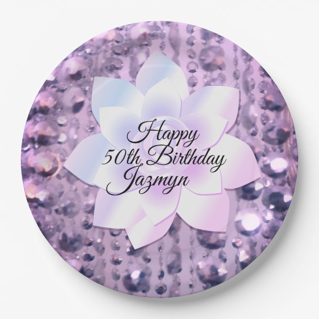 Prato De Papel Púrpura e rosa elegante e com sombra (Frente)