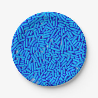 Prato De Papel Purpurina Azul Confeitos Azuis