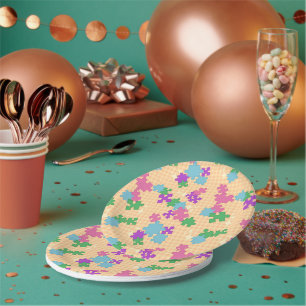Prato De Papel Puzzles - Contorno de Cor de Verão Fundo de Cor