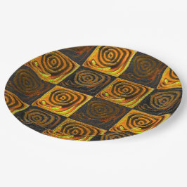 Prato De Papel quadrados amarelados e círculos em mosaico rústico