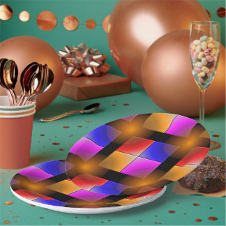 Prato De Papel Quadrados cor-de-rosa brilhantes sobre fundo preto