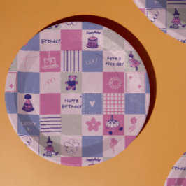 Prato De Papel Quadrados de Aniversário Fofos – Padrão Moderno Ro
