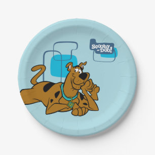 Prato De Papel Quadrados retros Scooby-Doo que encontra-se para