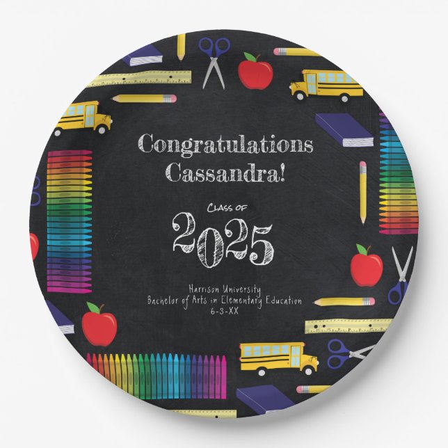 Prato De Papel Quadro de Graduação para Educação de Professores (Frente)