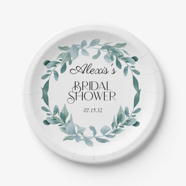 Prato De Papel Quadro de Verduras de Eucalipto Verde Azul Chás de (Frente)