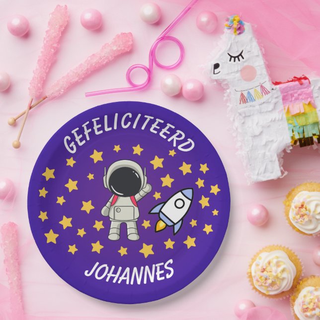 Prato De Papel Quadro Espacial Infantil Personalizado - (Festa)