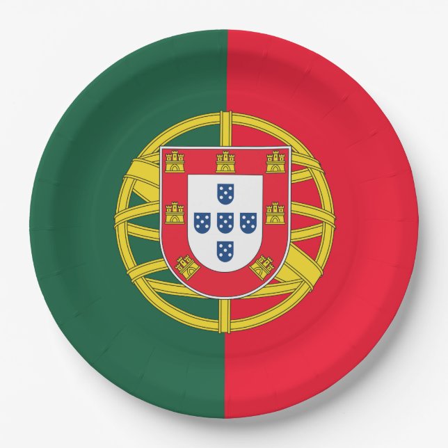 Prato De Papel Qualidade da bandeira portuguesa (Frente)