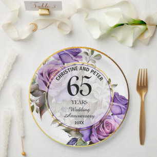 Prato De Papel Qualquer Aniversário de Casamento (65) de Rosas de