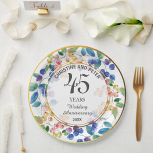 Prato De Papel Qualquer Casamento (45) Frame Berries Dourado Aniv