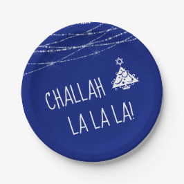 Prato De Papel Qualquer Challah Cinho La Chrismukkah | Azul