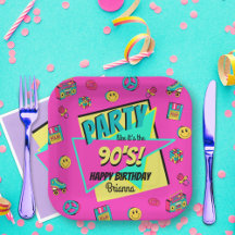 QUALQUER IDADE 90s retrô-rosa-festa de aniversário