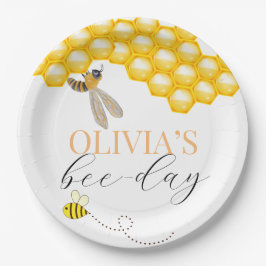 Prato De Papel Qualquer idade, aniversário do tema das abelhas
