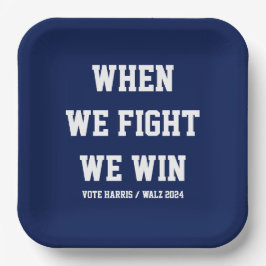 Prato De Papel Quando Lutamos, Ganhamos Harris Walz