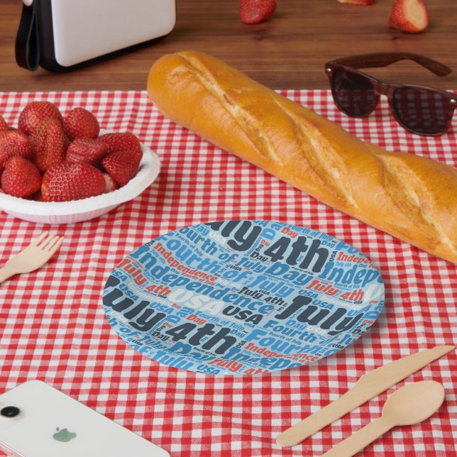 Prato De Papel Quarto de julho (Piquenique)