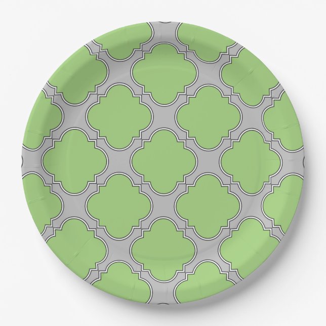Prato De Papel Quatrefoil Verde (Frente)