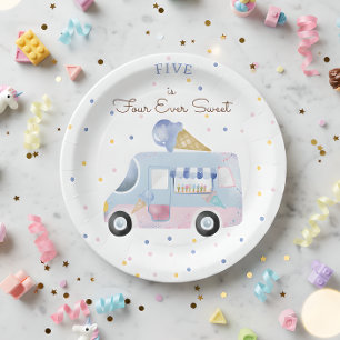 Prato De Papel Quatro camionetas de sorvete doce no aniversário