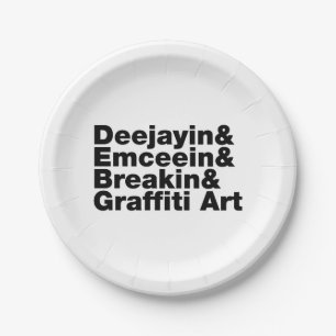 Prato De Papel Quatro Elementos de Hip Hop