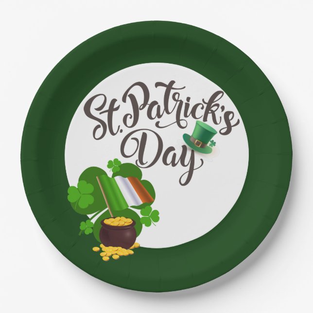 Prato De Papel Quatro Folhas de Papel Vestido (Frente)