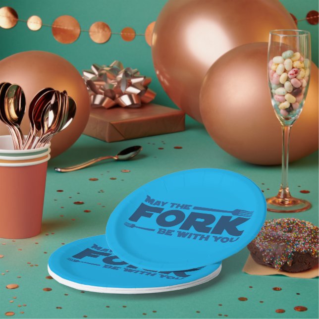 Prato De Papel Que o garfo esteja com você (Múltiplo)