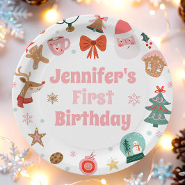 Prato De Papel Que primeiro aniversario de festa de Natal diverti