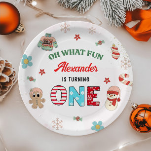 Prato De Papel Que primeiro aniversario de Natal divertido