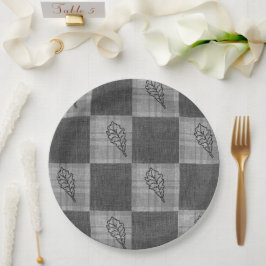 Prato De Papel Queda 4 cantos Cinzas Tons Janto Placa