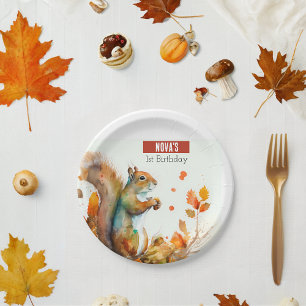 Prato De Papel Queda / Autumn vibes Squirrel - Festa de aniversár