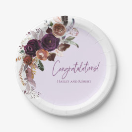 Prato De Papel Queda da ameixa de inverno, cor-de-rosa e Chá de f