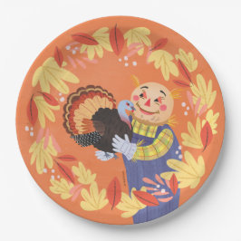 Prato De Papel Queda do espantalho do outono e da Turquia