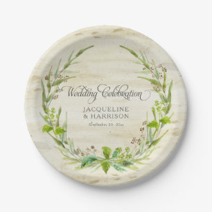 Prato De Papel Queda rústica da madeira de vidoeiro da folha da