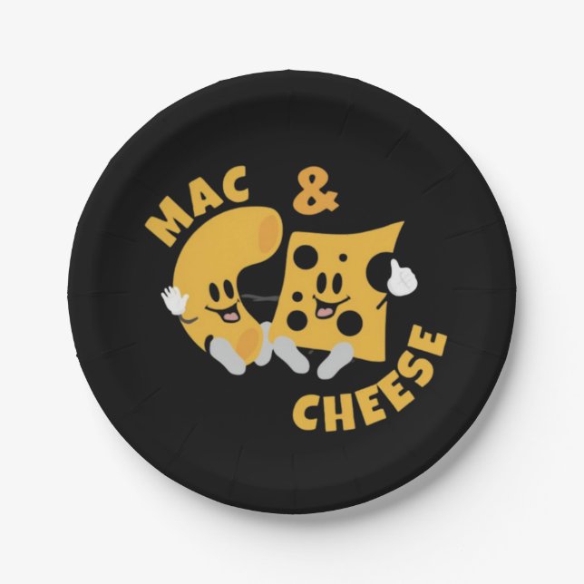 Prato De Papel Queijo Mac & Queijo Engraçado Ideia de Presente (Frente)