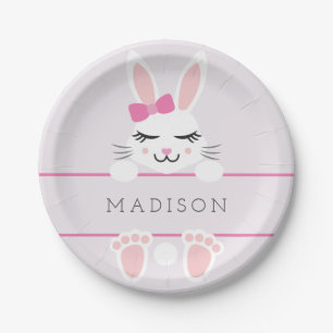 Prato De Papel Querida Menina Bunny Personalizada