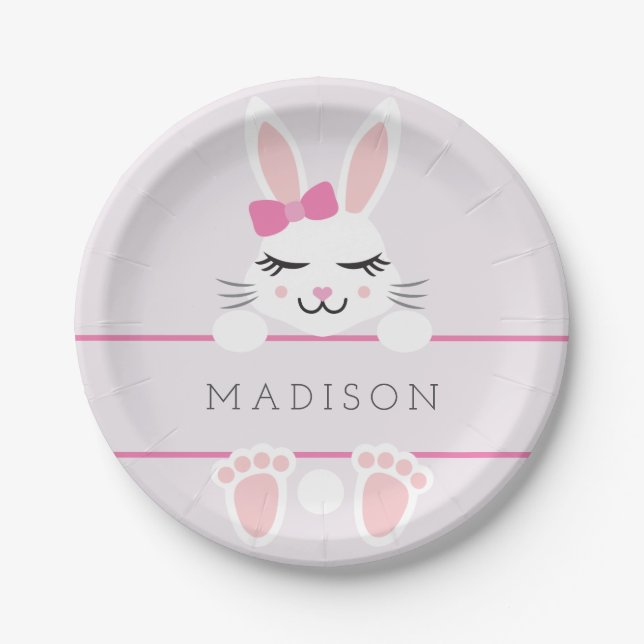 Prato De Papel Querida Menina Bunny Personalizada (Frente)
