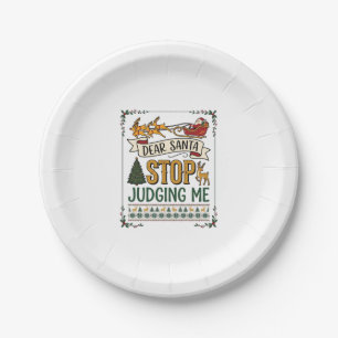 Prato De Papel Querido Papai Noel Pare de Me Julgar Árvore Rena d