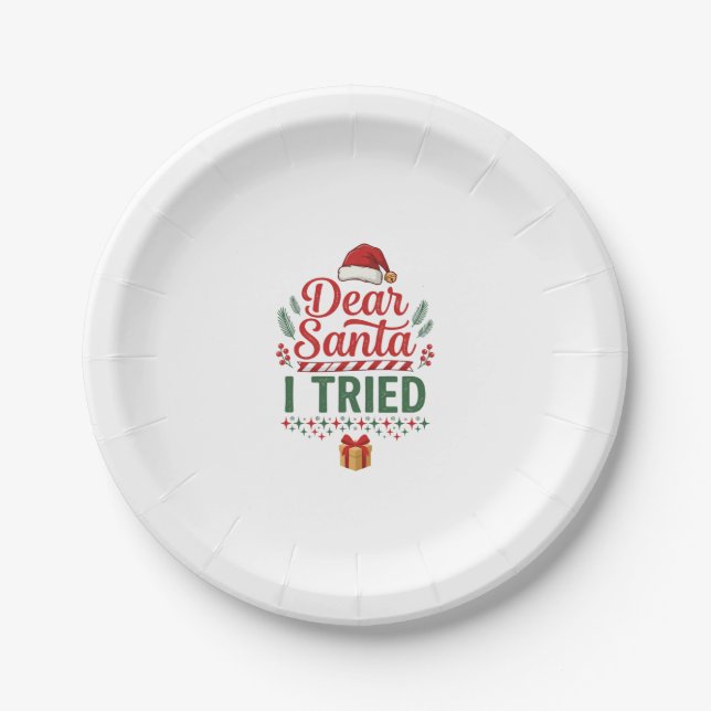 Prato De Papel Querido Papai Noel Tentou Caixa de Presente de Cha (Frente)