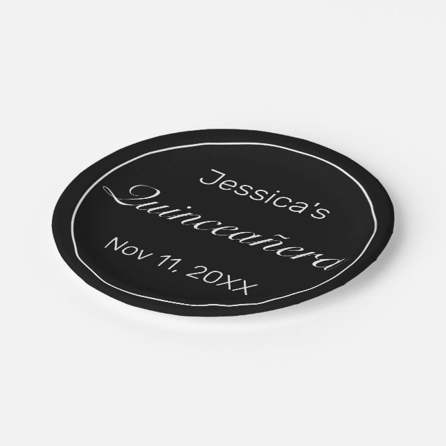 Prato De Papel Quinceañera Branca Minimalista Moderna (Inclinado)