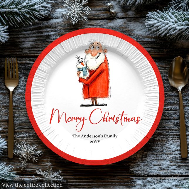 Prato De Papel Quirky Funny Santa Claus Holiday Paper Plates (Quirky Funny Santa Claus Holiday Paper Plates)
