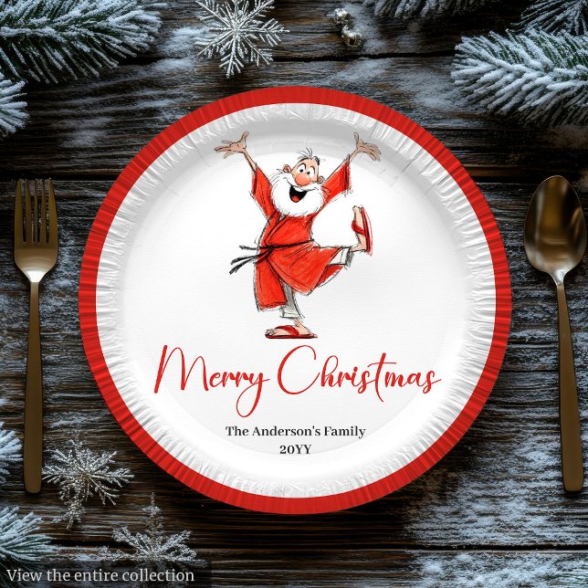 Prato De Papel Quirky Funny Santa Claus Script Font Christmas (Quirky Santa Claus Script Font Christmas Paper Plates

)