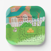 Rabbit e Hay Birthday Maze Papéis para Crianças