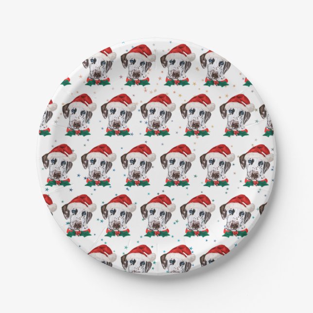 Prato De Papel Raça de Cão Dalmata Natal (Frente)