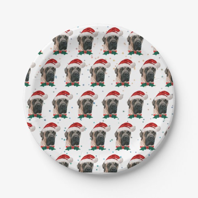 Prato De Papel Raça de Cão Mastim Inglês Natal (Frente)
