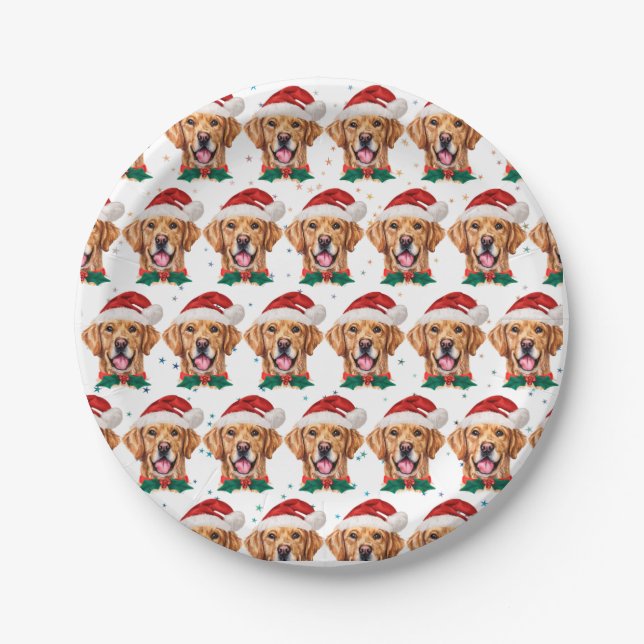 Prato De Papel Raça de Cão Retriever Dourado Natal (Frente)