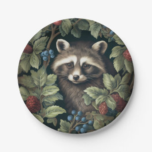 Prato De Papel Raccoon e bagas inspiradas por William Morris